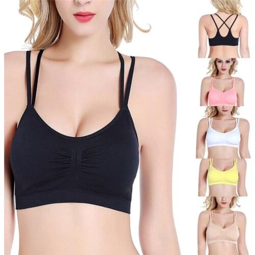 Sports Bra for Womens Fitness Push Up Gym Running Padded Tank Top Athletic Vest Underwear Shockproof Strappy Sport Bra Top #A