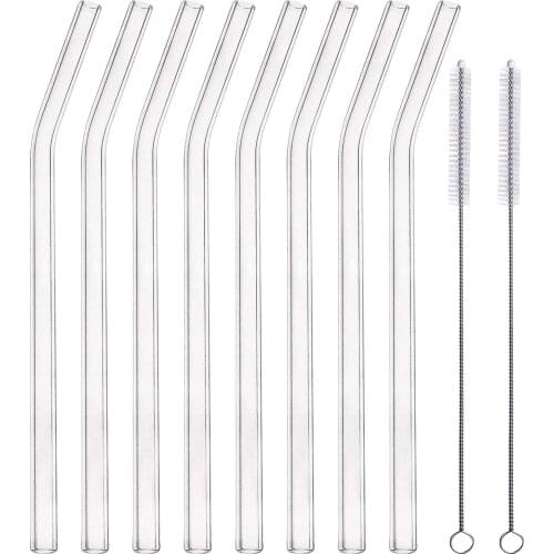 Glass Straws Clear Bent Perfect Reusable Straw For Smoothies, Tea, Juice, Water Glass Straw Milkshakes Drinks Bar Accessoroy