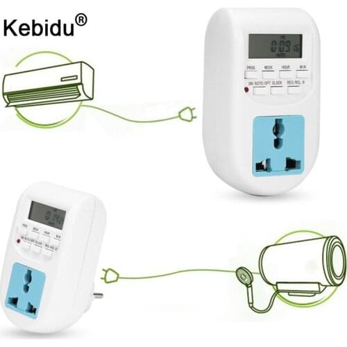 Kebidu Smart Power Socket Digital Timer Switch Energy Saving Adjustable Programmable Setting of Clock/ On/ Off Time EU plug