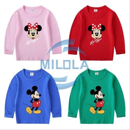 Spring Children Cartoon Mickey Print T Shirt Baby Boys Girls Clothes Long Sleeve T-Shirt Kid Tops Tee Baby Costume Sweatshirt