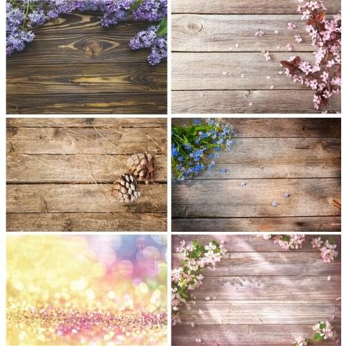 Vinyl Custom Photography Backdrops Flower and wood Planks Theme Photography Background DST-1035