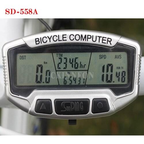 50Pcs/Lot Odometer Waterproof Cycle Bicycle Computer Speed Meter SD-558A Clock Stopwatch LCD Blue Cold Luminous