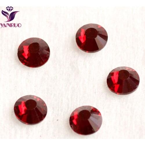 YANRUO Dark Siam Glass Crystal Stones Non Hotfix Rhinestones Flat Back Crystals and Beads Craft