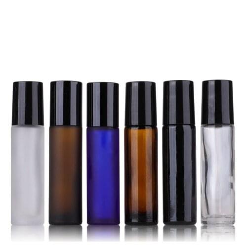 10PCS 13PCS 20PCS Empty 10ml Black Glass Roller Perfume Bottle Essential Oil Vail 10cc Roll-On Jar