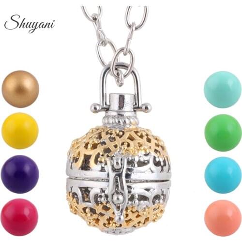 10pcs/lot Fashion Hollow Openable Cage Locket Necklace Baby Ball Chime Musical Bells Angel Pendants Necklace For Women Pregnant