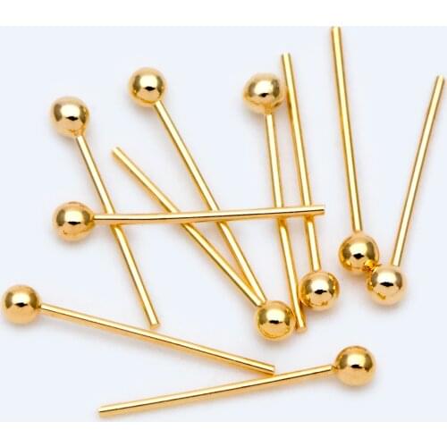 100pcs Gold plated Brass Ball Head Pins, 11x0.5mm(24 gauge) For Jewelry Findings Making DIY Supplies (GB-1391)