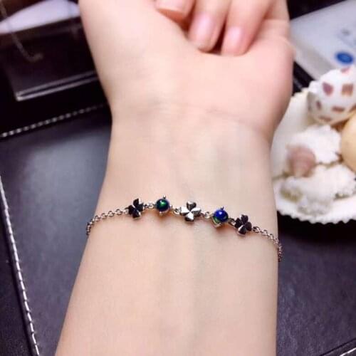 100% Natural And Real Opal bracelet Solid S925 Sterling Silver For Women Colour Gem Stone Rings Fine Jewelry
