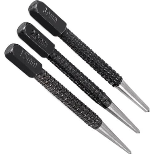 3pcs High-carbon Steel Center Punch Set 10cm Non Slip Center Punch For Alloy Steel Metal Wood Marking Drilling Tool