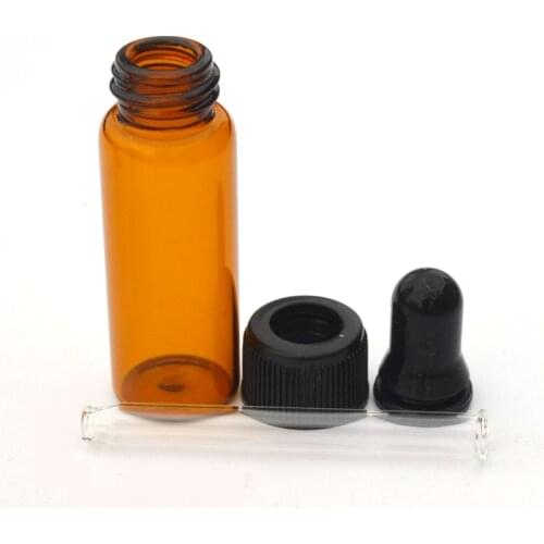 300pcs 5ml Perfume Sample Vial Glass Dropper Bottle For Essential Oil liquid Tiny Portable Amber Bottle