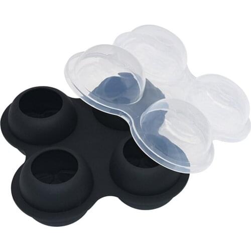 4 Grids Rose Shape Ice Ball Mould Safe Silicone Tray 3D Big Ice Cream Ball DIY Maker Reusable Whiskey Cocktail Mould Bar Tools