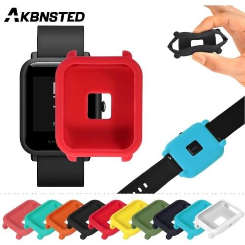 AKBNSTED TPU Protective Soft Silicone Full Case Cover For Huami Amazfit Bip Youth Watch Sport SmartWatch Watch Band Accessories