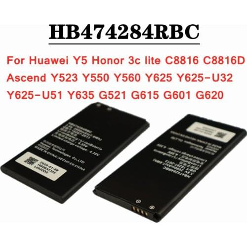 For Huawei Y5 Honor 3c lite C8816 C8816D Ascend Y523 Y550 Y560 Y625 U32/U51 Y635 G521 G615 G601 G620 Battery HB474284RBC 2000mAh