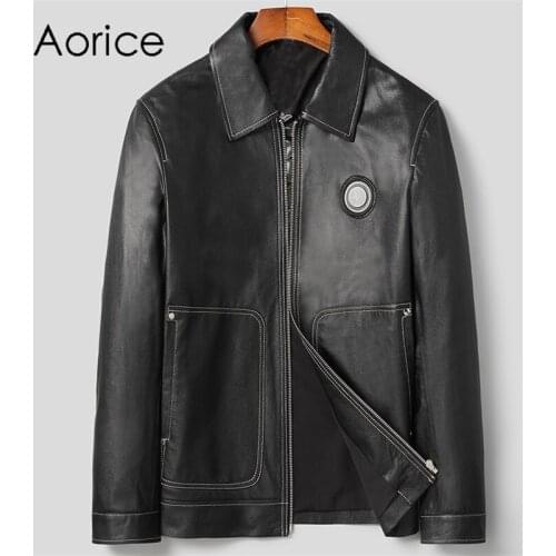 Aorice Men Genuine Cow Skin Leather Jacket Coat Male Brand New Real Casual Leather & Suede Jackets Coats MT138