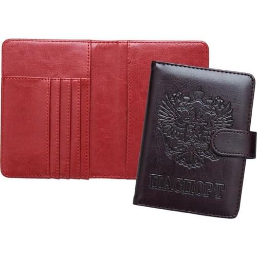 Russian PU Leather Travel Passport Holder Cover Hasp Protector Case Ticket Pouch Packages Card Credit Covers Passport Bag Wallet