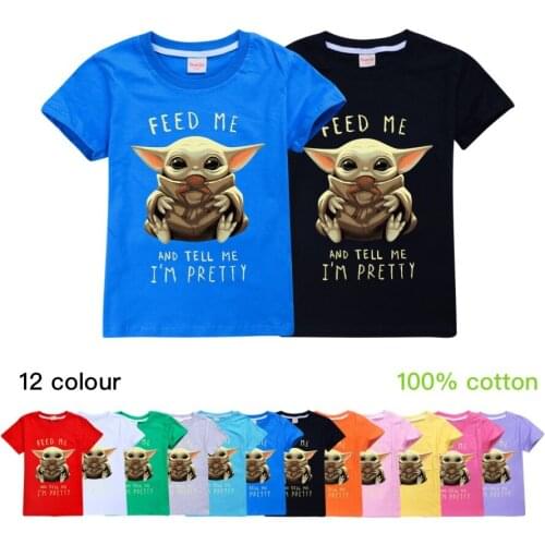 Mandalorian Baby Yoda Cartoon Cute The Kids T Shirt Boys Girls Kawaii Star Wars Children T-shirt New Fashion Movie Tshirt