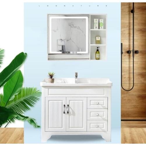 Oak bathroom cabinet, solid wood bathroom, floor-standing modern minimalist washstand, washstand and basin combination washstand