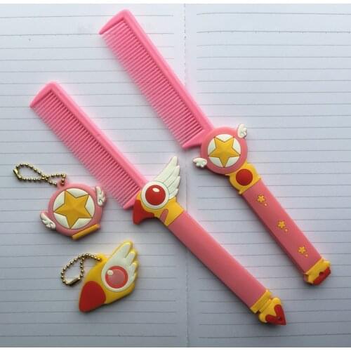 Anime Action Figure Card Captor Sakura KINOMOTO SAKURA Comb Wand Accessories Cosplay Bird Head Star comb Women Girls Hair Brush