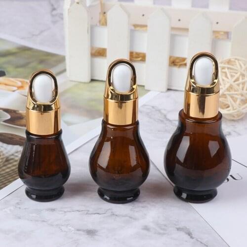 10/20/30ml Amber Glass Dropper Bottle essential Oil Perfume Bottles Empty Container Travel Refillable Bottle Brown
