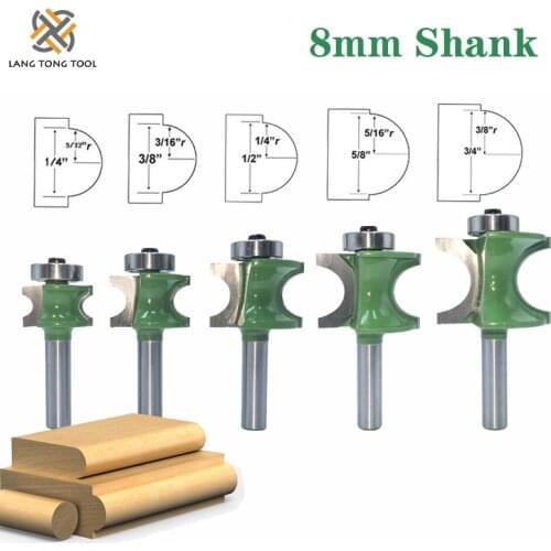 QQQ 1 PC 8mm Shank Bullnose Half Round Bit Endmill Router Bits Wood 2 Flute Bearing Woodworking Tool Milling Cutter