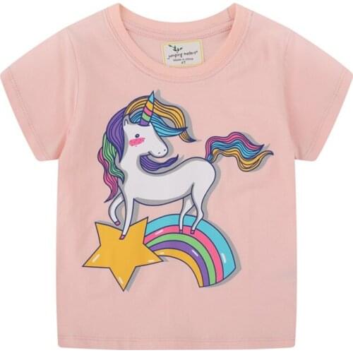 Unicorn Girls Cotton T shirts for Summer New Arrival Hot Selling Children Clothes Animals Print New 2021 Kids Tops Tees