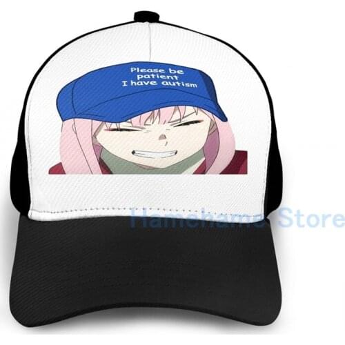 Fashion Zero Two Please Be Patient Cap Basketball Cap men women Graphic print black Unisex adult hat