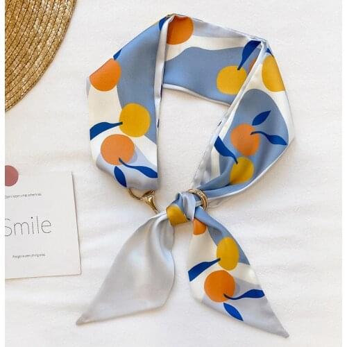 KOI LEAPING New fashion Korean style plaid orange long ribbons womens fashion tie girl bag with hair band four seasons scarf
