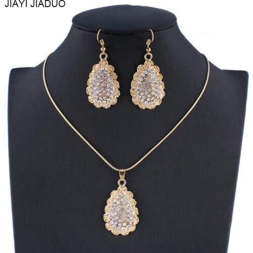Jiayijiaduo Dubai womens jewelry set necklace earrings drop pendant set of gold / white color accessories