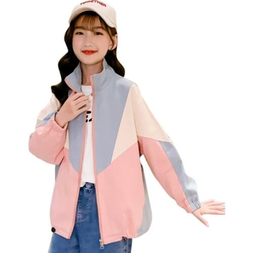 Girls Coat Outerwear Patchwork Girls Jacket Coats Kids Casual Style Kids Coat Spring Autumn Clothes For Girls 6 8 10 12 14