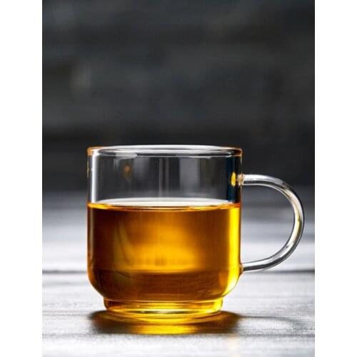 High borosilicate glass sample tea cup thickened small cup with small handle heat-resistant kung fu cup