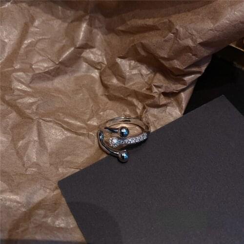 Micro-encrusted diamond small fresh wild retro silver black ring couple ring