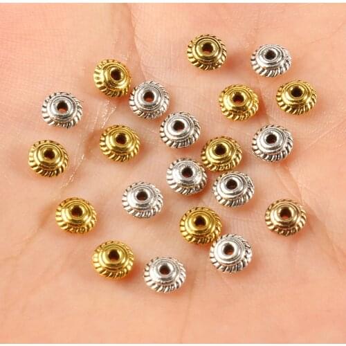 Metal Beads 5x2mm Antique Gold Silver Plated Dish Shape Alloy Rondelles for Jewelry Making Supplies Accessories DIY Bracelet