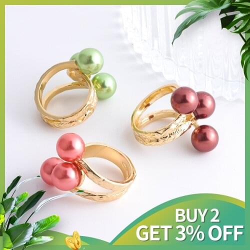 SophiaXuan Fashion Hawaiian Rings New style Jewelry Gold Plate Alloy Colorful Pearl Ring 2021 Trend Wholesale for Women Gift Hot