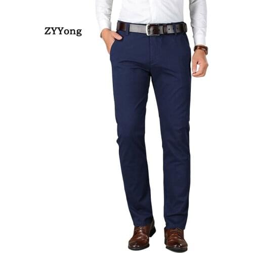 Mens Pants Cotton Pants Straight Business Casual 4 color Plus Size Pant Suit Comfortable High Quality Stretch Male Long Trousers