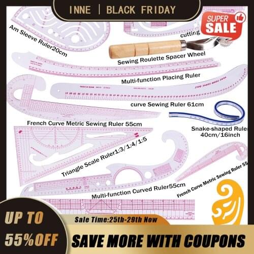 INNE 13pcs Sewing Ruler Set Line Curve Cutting Yardstick Sleeve Tool Double Side Tailor Material For Needlework Accessories