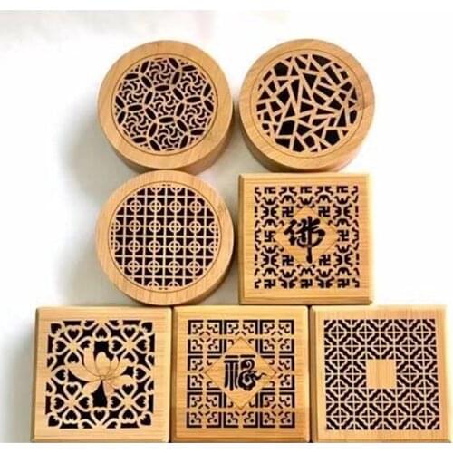 Small Incense Box Bamboo Hollow Incense Holder Coil Incense Burner Office Home Decoration Aromatherapy Supplies Bamboo Box