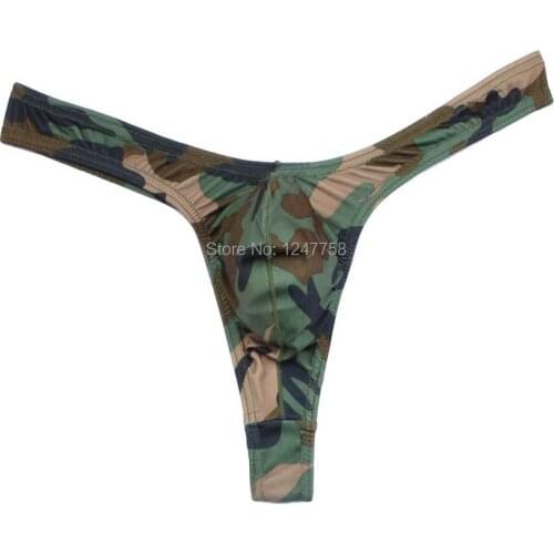 New Mens Camouflage Thong Underwear Bulge Pouch Bikini Mini G-String