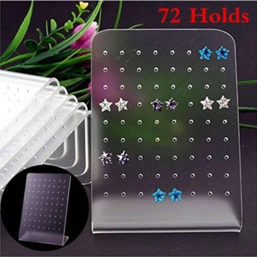 New 72 Holes Plastic 8x11cm Earrings Display Stud Plate Stand Holder Jewelry Display Holder Stand Showcase Organizer Shelf Mould