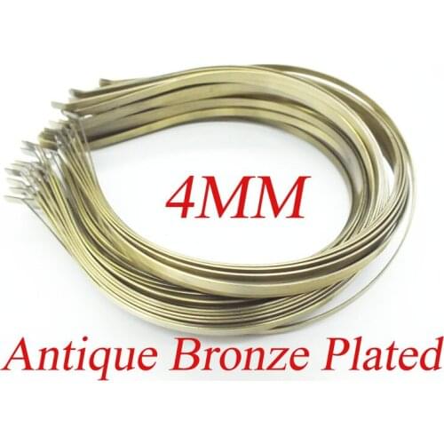 12PCS 4mm Width Head Bands Hair Jewelry Antique Bronze Stainless Steel Hair Bands Hairwear Base Setting Jewelry