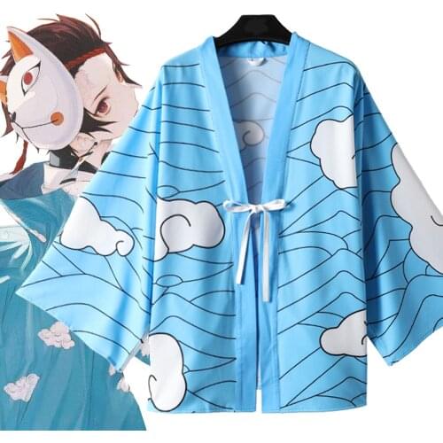 Anime Demon Slayer Kimetsu no Urokodaki Sakonji Cosplay Cape Kamado Tanjirou Casual Kimono Cloak