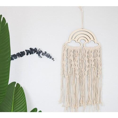 Nordic Kids Room Rainbow Cotton Tassels Home Decor Wall Hanging Handmade Macrame Handcrafted Girls Aesthetic Room Decoration