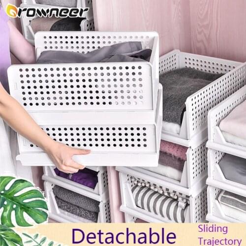 Detachable Clothes Storage Drawers Sliding Trajectory Wardrobe Layered Box Bedroom Deepen Adjustment Cabinet Shelf Organizer