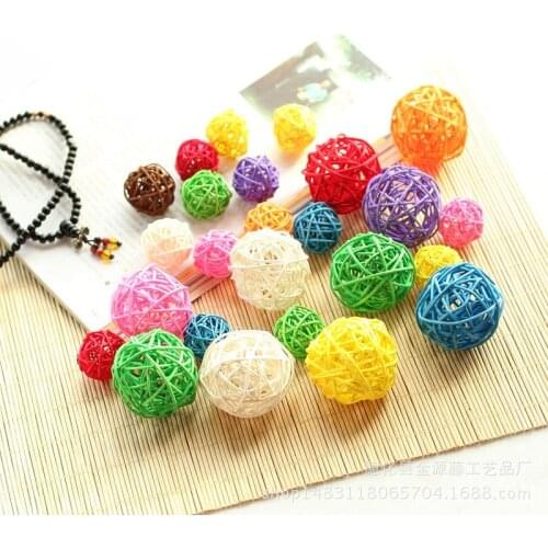 Mixed 3cm/4cm/5cm 25PCS Round Shape Rattan Ball Sepak Takraw for Christmas Birthday Party & Home Wedding Party Decoration