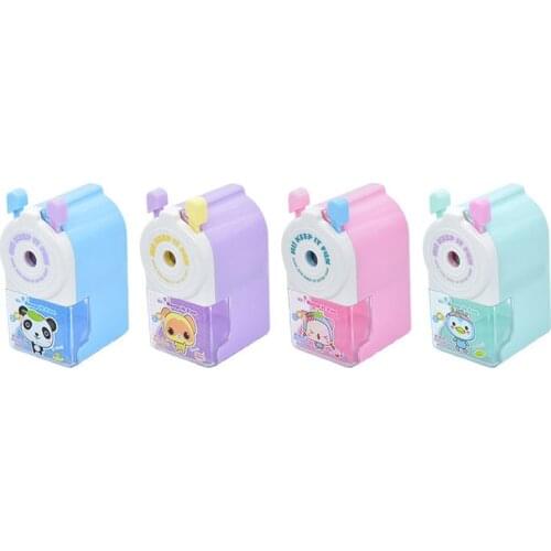 Korean Style Hand Crank Mechanical Accessory Sharpener Creative Student Cartoon Printed Pencil Sharpener For Kids School Supply