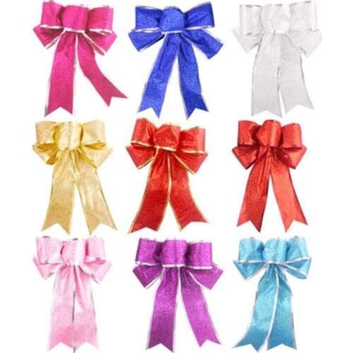 Bright Powder Bowknot Drop Ornament Christmas Wedding Festival Party Activity Decorations DIY Handcraft Pendant Ornament 1pcs