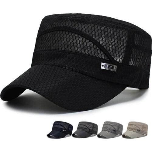 Outdoor Sun Hats Mesh Baseball Cap Casual Flat Breathable Hat Men Snapback Male Summer Gorras Streetwear Trucker Cap Adjustable