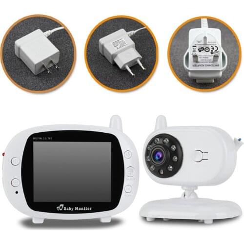 Video Baby Monitor with Remote Camera Pan-Tilt-Zoom, 3.2'' Color LCD Screen, Infrared Night Vision, Temperature Display