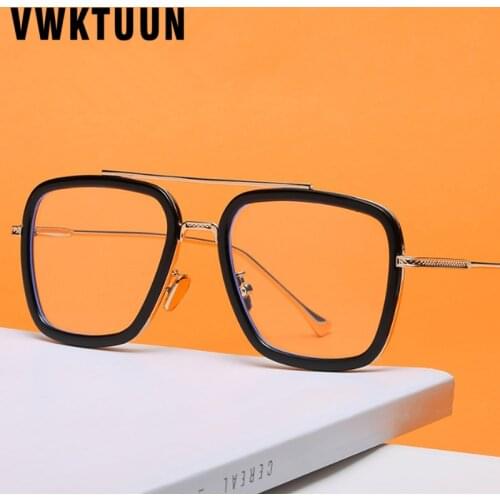 VWKTUUN Vintage Women Glasses Frame Men Black Eyeglasses Frame Retro Square Twin beam Sunglasses Optical Spectacle Frame New