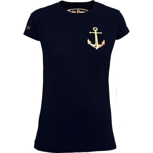 Bichon Designs T-shirt women short sleeve, Casual nautical anchor S woman and girl