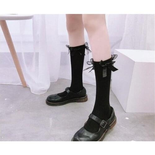 Women Lace Bow Socks For Halloween Costume Girls Student School Socks Stockings B728