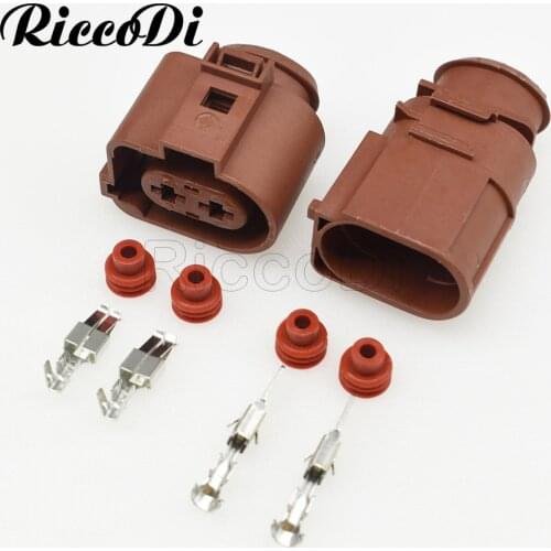 1-20Kts 2 Pin Female Male VW Sealed Automotive Waterproof Connectors Plug Socket With Pins And Rubber Seals 3B0973852A 752A